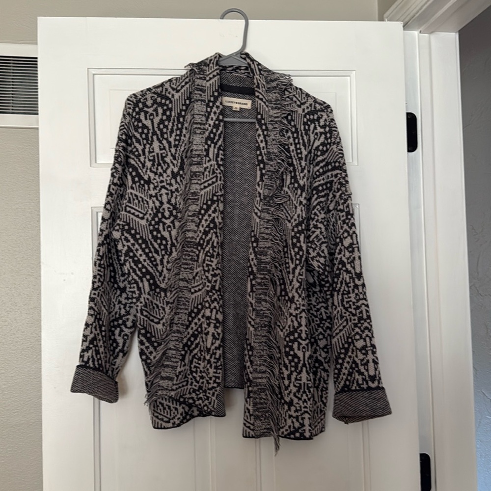 Lucky brand cardigan fringe size M